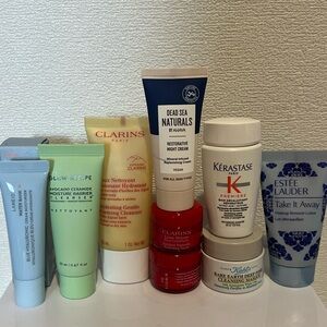 9 PC Bundle of Minis- Glow recipe, Clarins, Kerastase, Laneige, Kiehls, etc